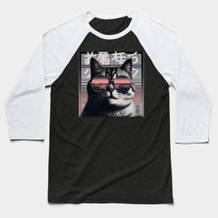 Digital Art: Feline Elegance in Shades of Gray Baseball T-Shirt